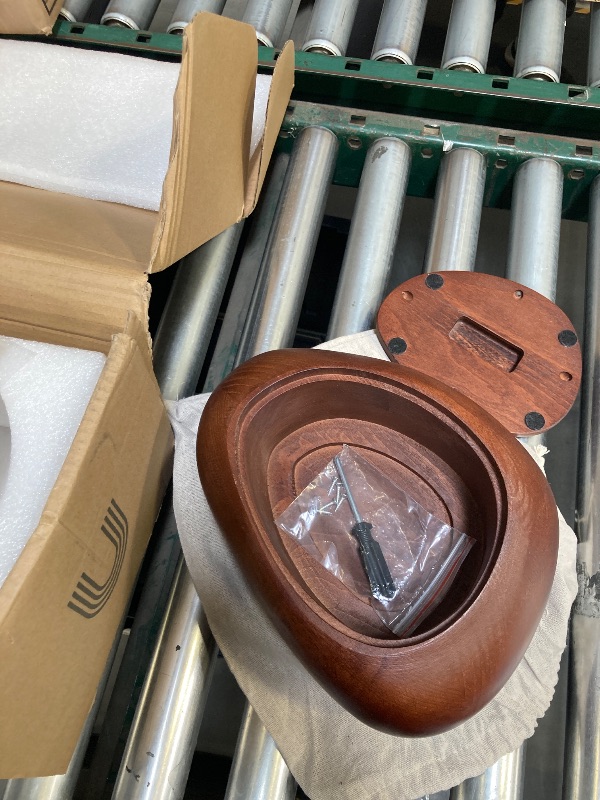 Photo 1 of URN UNIQUE River Stone Urn for Ashes - 55 lbs Volume of Cremation Weight - Handcrafted Beech Wood - Dimensions (Walnut, 55 lbs)