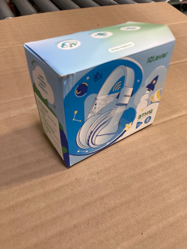 Photo 1 of iClever BTH12 Kids Bluetooth Headphones,Colorful LED Lights Kids Headphones Wireless,74/85dBA Safe Volume,85H Playtime,Fast Charging,Bluetooth 5.2,Over Ear,Built-in Mic for iPad/Tablet/Airplane,Blue
