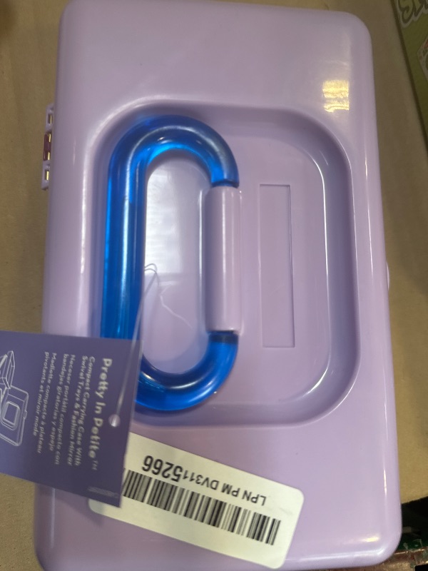 Photo 1 of Caboodles Pretty in Petite Makeup Box, Two-Tone Lavender on Violet, Hard Plastic Organizer Box, 2 Swivel Trays, Fashion Mirror, Secure Latch for Safe Travel