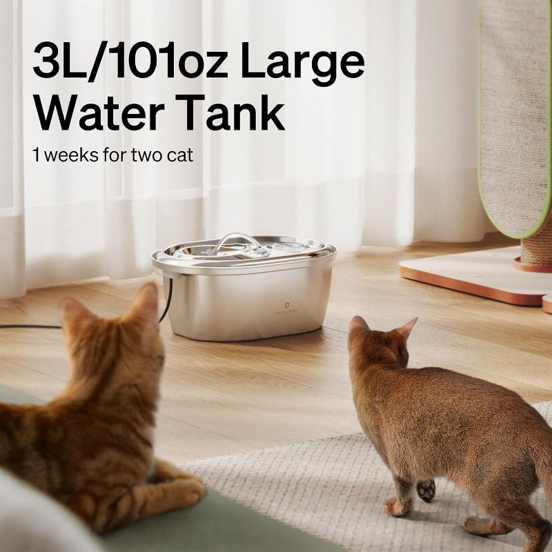 Photo 1 of PETLIBRO Stainless Steel Cat Water Fountain, 101oz/3L Pet Water Fountain for Cats Inside, Food-Grade Dog Water Fountain, Automatic Water Dispenser