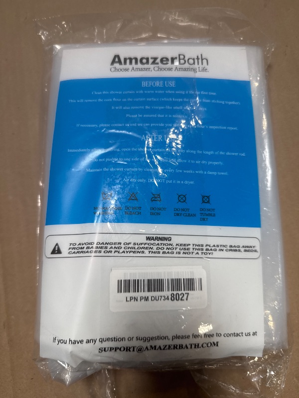 Photo 1 of AmazerBath Shower Curtain Liner 2 Pack, 72 x 96 Inches Extra Long PEVA Plastic Shower Liner with 3 Weighted Stones and 12 Rustproof Metal Grommet, Lightweight Waterproof Shower Curtain - Clear
