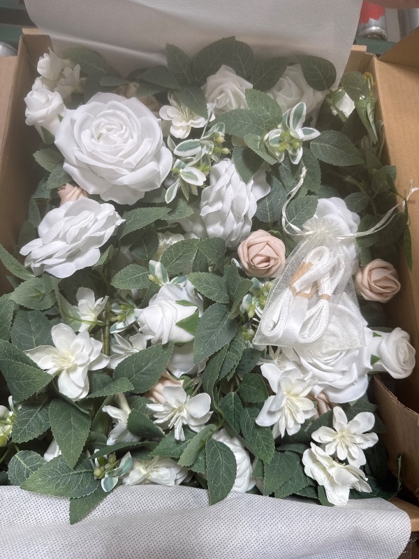 Photo 1 of Ling's Moment 6Pack 1.8ft Artificial Flowers Garland White Rose Lantern Flower Centerpieces Wedding Aisle Decor Chair Flowers Arch Floral for Signs DIY Table Wall Window Cake Decoration