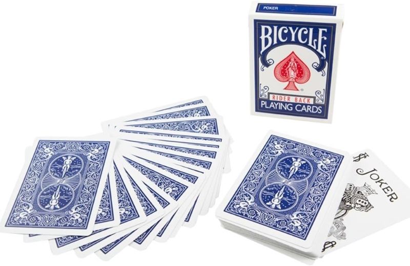 Photo 1 of Magic Makers Bicycle Stripper Deck with 10 Bonus Tricks (Blue) - Tapered Magic Trick Deck