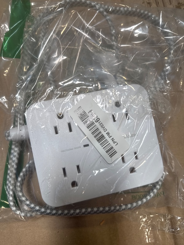 Photo 1 of Surge Protector Power Strip - HANYCONY 8 Outlets 4 USB (2 USB C) Charging Ports, Multi Plug Outlet Extender, 5Ft Braided Extension Cord, Flat Plug Wall Mount Desk Charging Station for Home Office ETL