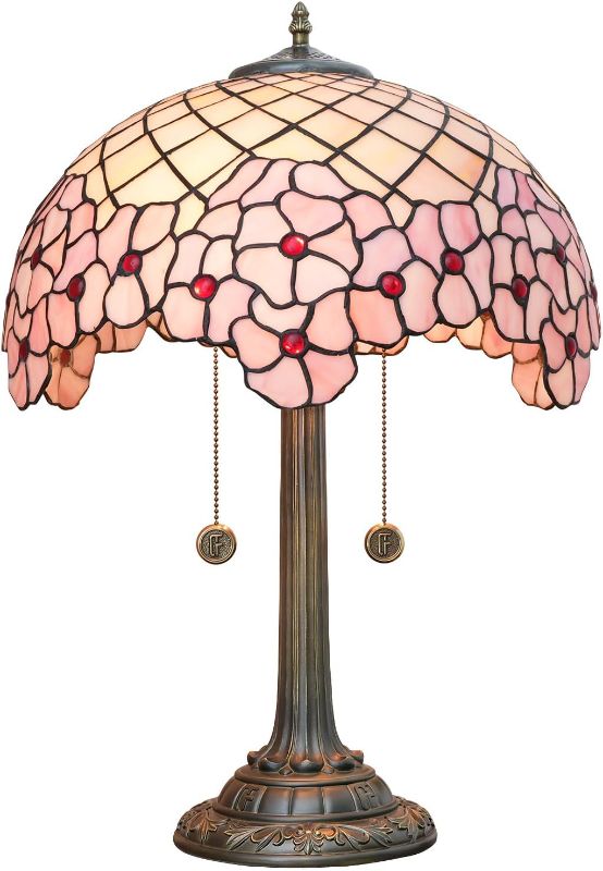 Photo 1 of Tiffany Lamp Bedside Table Lamp-Nightstand,Stained Glass Lamp for Bedroom Dorm Living Kitchen, Aesthetic Cute Home Decor Gift, Cherry Blossom