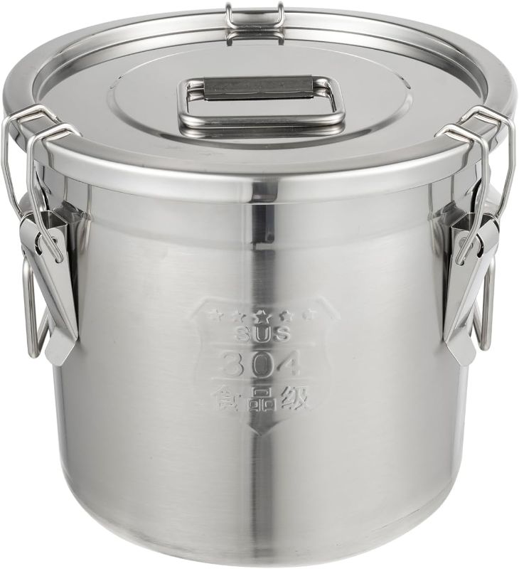 Photo 1 of DYNAMI 304 Stainless Steel Airtight Canister, 3.2Gal Canisters Container with Lids and Sturdy Locking Clamp,Bucket Food Storage Containers Airtight for Rice, Flour, Grain, Coffee Bean(12L)
