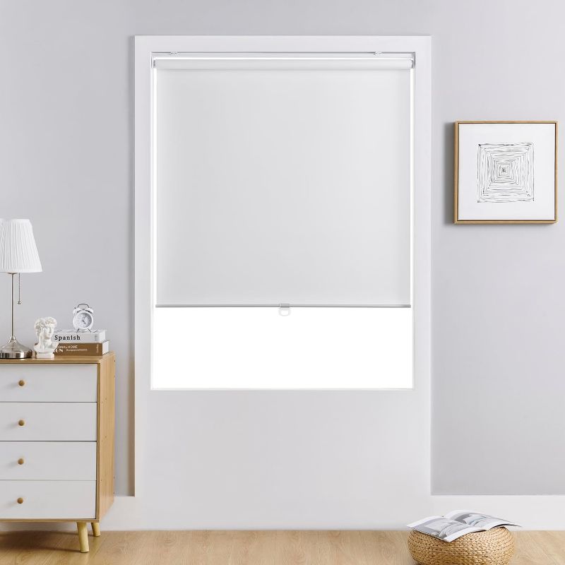 Photo 1 of Claire HAN Cordless Roller Shade, Free-Stop Blackout Blinds for Windows, Thermal Insulated UV Protection Waterproof, Roll Up Blinds and Shades for Home, Office, White 36" W x 72" L
