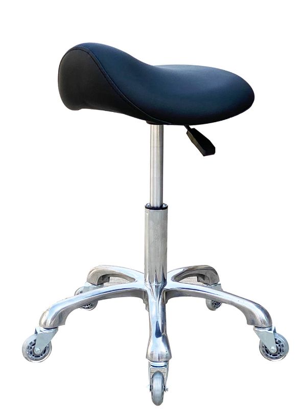 Photo 1 of Professional Saddle Stool with Wheels Ergonomic Swivel Rolling Height Adjustable for Clinic Dentist Beauty Salon Tattoo Home Office (Black)