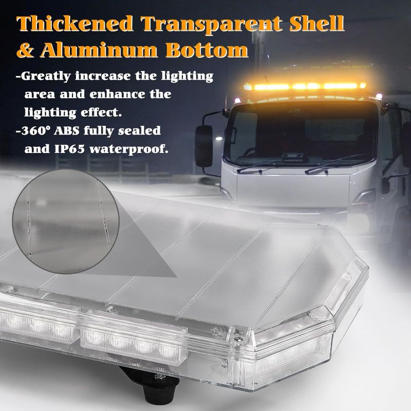 Photo 1 of 48 Inch 88 LED Amber Emergency Light Bar Super Bright Rooftop Strobe Lights Waterproof Hazard Warning Roof Top Flashing Light Bar for Tow Truck Construction Vehicle (Yellow, DC 12-24V)
