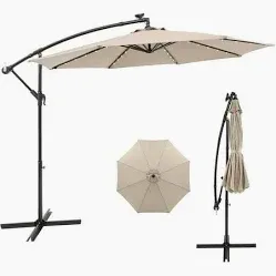 Photo 1 of COSIEST 10FT Offset Patio Umbrella, Outdoor Cantilever Patio Umbrella with Handy Crank, 360-degree Rotation, UV & Waterproof Canopy for Market, Backyard, Poolside, Garden