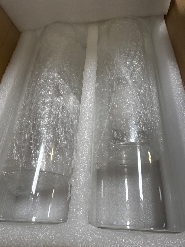 Photo 1 of 48 Pack Thick Glass Cylinder Vases 4,6,9,12 Inch Tall Clear Flower Vase Hurricane Floating Candle Holder for Table Centerpiece Wedding Home Decor

