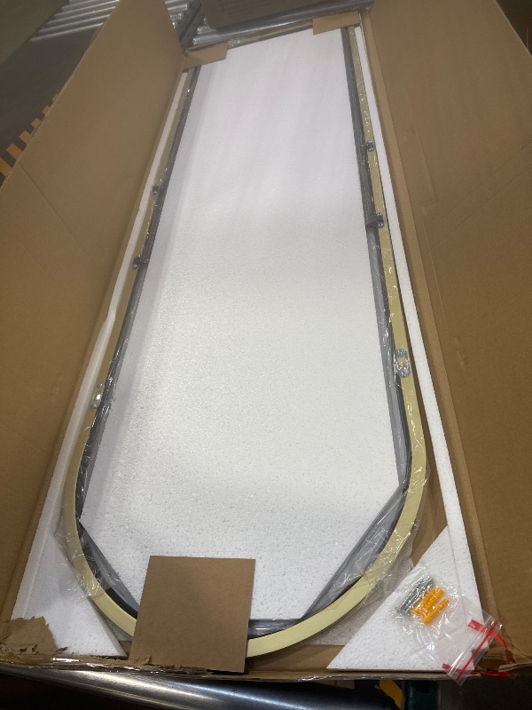 Photo 1 of Arched Full Length Floor Mirror - 59"x18" Gold Standing Mirror for Bedroom, Living Room, or Dressing Area - Stylish Arch Design, Freestanding or Wall-Mounted, Durable & Elegant
