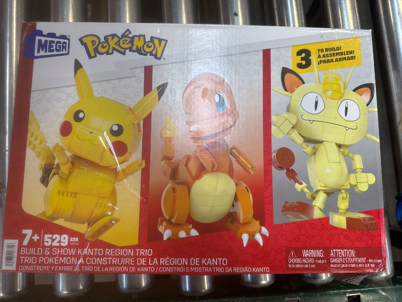 Photo 1 of MEGA Pokémon Building Toys Set Kanto Region Trio with 529 Pieces and 3 Poseable Characters, 4 Inches Tall, for Kids