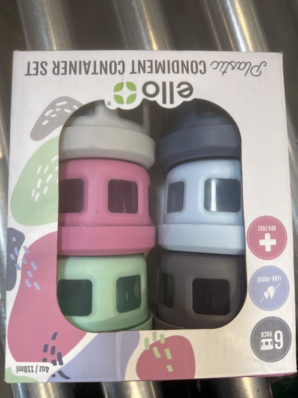 Photo 1 of Ello Reusable Plastic Condiment Containers 4oz each with Screw-on Leak Proof Lid 6 Pack | Perfect for Salad Dressing Sauce Dips Lunchbox Picnic Travel Bento Box | BPA-Free | Dishwasher Safe | Sugar