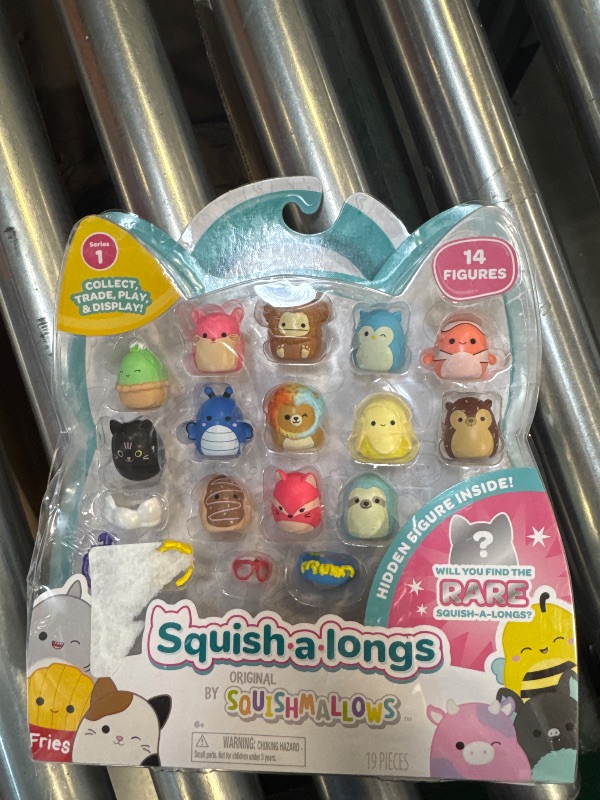 Photo 1 of Squish-a-longs 14 Pack - Series 1 - (14) 1” Mini-Squish with 4 Accessories, Ring, and Collector’s Guide - Collect, Trade, & Play