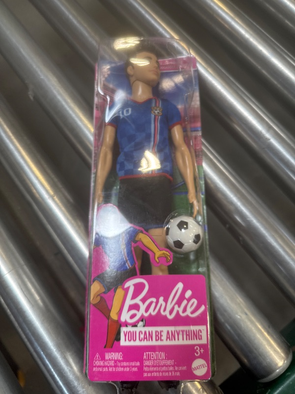 Photo 1 of Barbie Careers Ken Fashion Doll & Accessory, Soccer Player with Cropped Hair, #10 Uniform, Tall Socks, Cleats & Ball