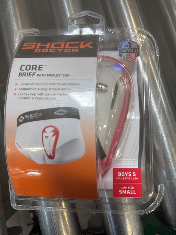 Photo 1 of Shock Doctor Boy's Core Brief With BioFlex Athletic Cup, Moisture Wicking Vented Protection, Youth Sizes White