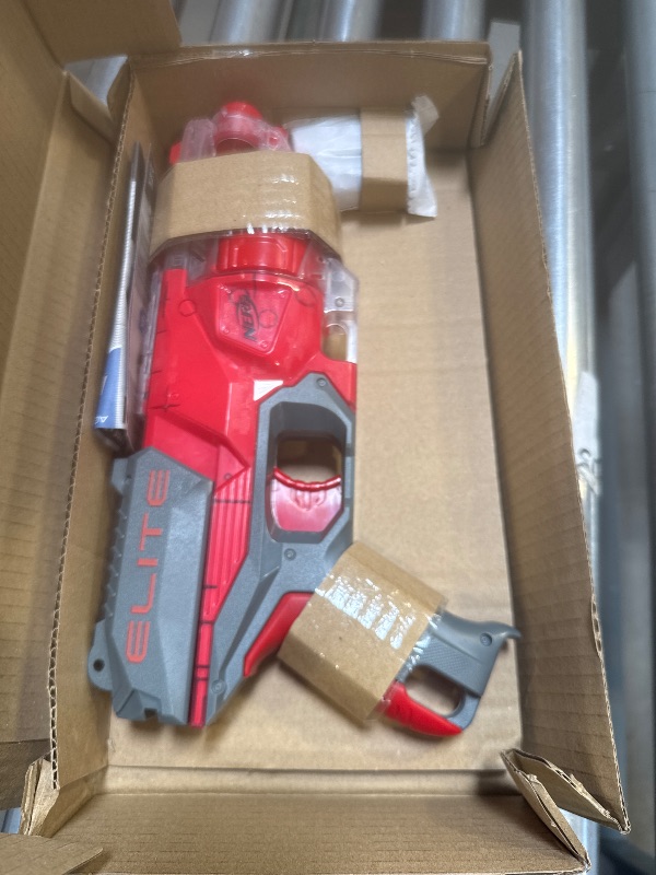 Photo 1 of NERF Elite Disrupter Blaster - 6-Dart Rotating Drum, Slam Fire, Translucent Red (Amazon Exclusive)