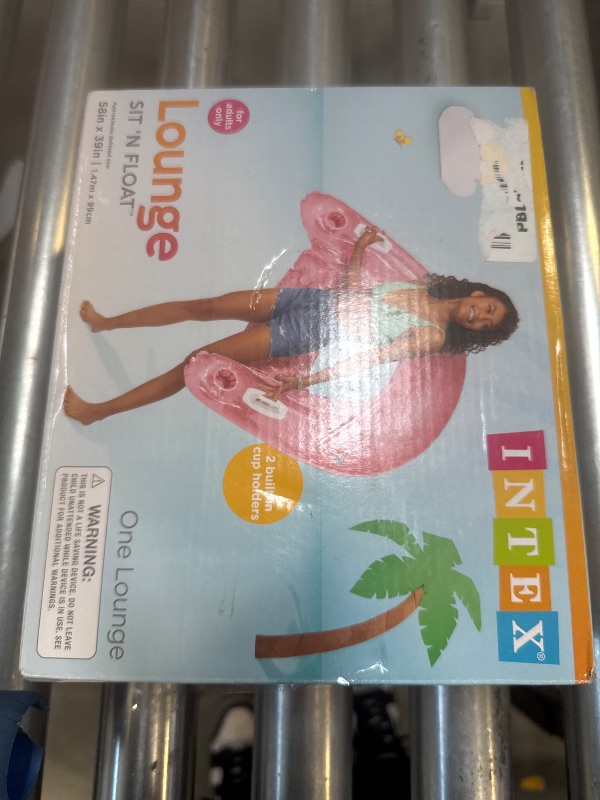 Photo 1 of Intex 58859EP Sit 'N Float Inflatable Pool Float: Pool Lounge with Built-in Cup Holders – Heavy-Duty Handles – 220lb Weight Capacity – 58" x 39" – PINK 