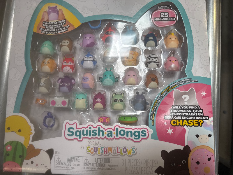 Photo 1 of Squish-a-longs 25 Pack - Series 2 - (25) 1” Mini-Squish, 5 Accessories, 1 Ring, & 1 Collector’s Guide - 2 Chase Figures - Collect, Trade, & Play