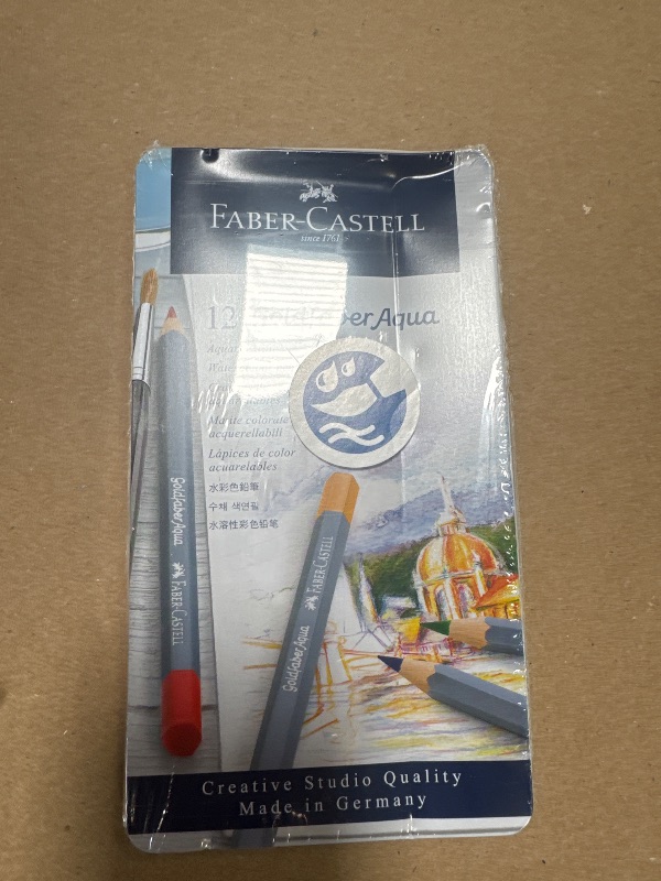 Photo 1 of Faber-Castell Goldfaber Aqua Watercolor Pencils - Tin of 12 Colors, Pre-Sharpened Water Colored Pencils
