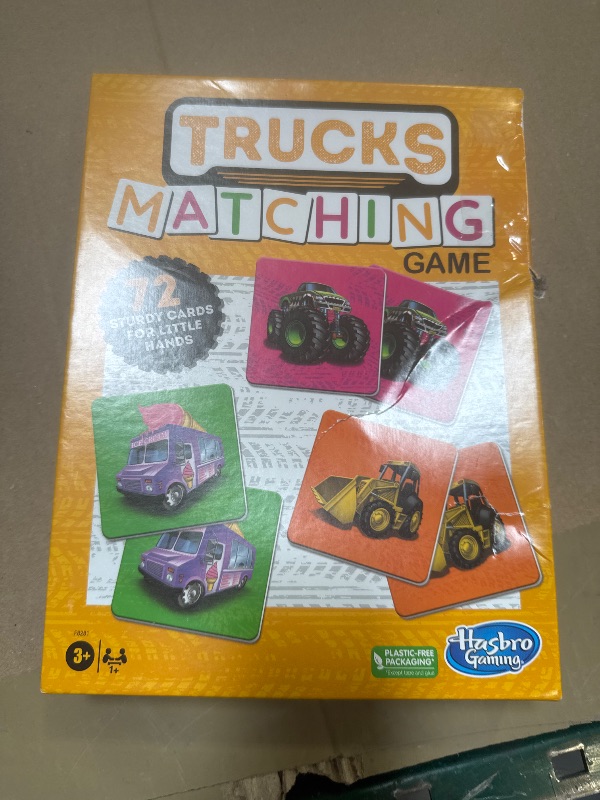 Photo 1 of Hasbro Gaming Trucks Matching Game, Fun Preschool Board Game for 1+ Players, Memory Card Games for Kids, Set, Ages 3+ (Amazon Exclusive)
