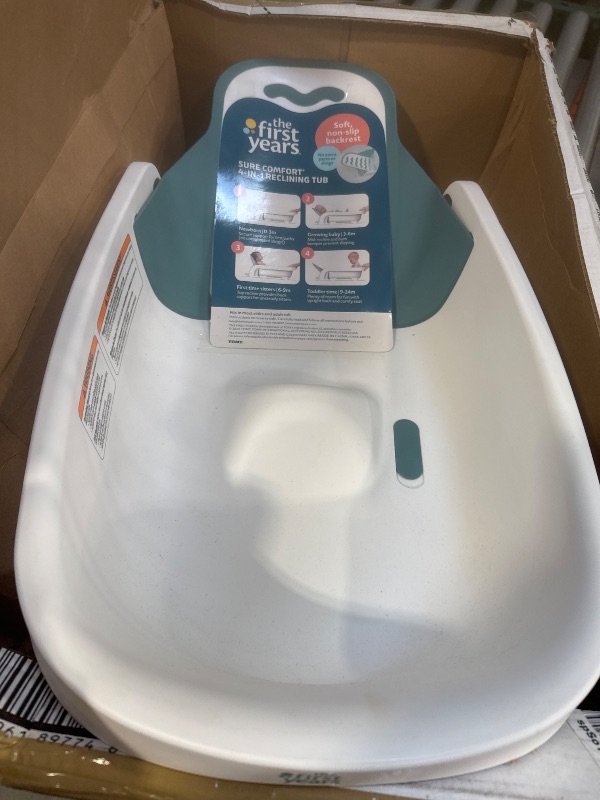 Photo 1 of The First Years Sure Comfort 4-in-1 Reclining Newborn to Toddler Baby Bathtub - White
