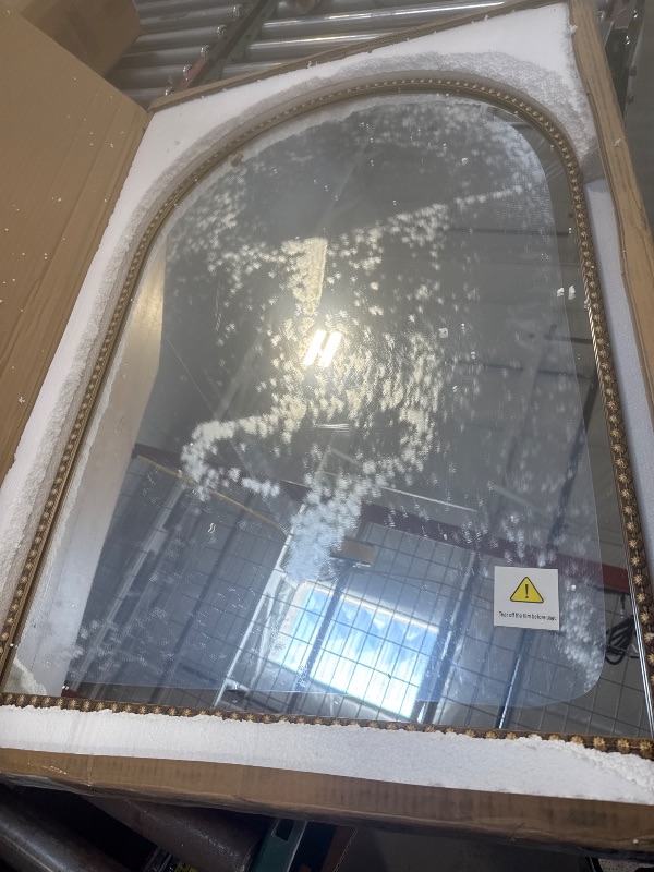 Photo 1 of Arched Mirror for Wall, 24"x36" Gold Arch Bathroom Vanity Mirror, Metal Floral Frame Decorative Arch Wall Mirror, Antique Gold Arched Mirror for Washroom, Bedroom, Entryway, Living Room
