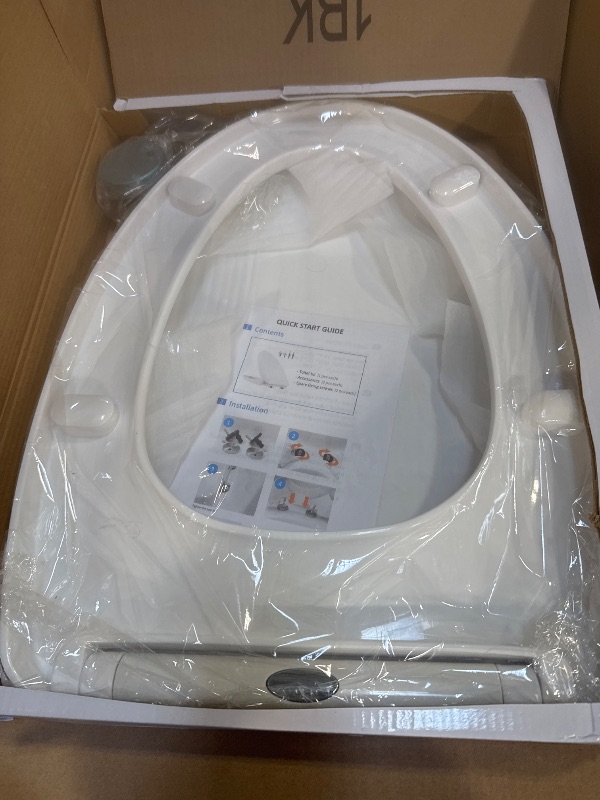 Photo 1 of MUU Toilet seat, Slow Close, White heavy duty Toilet Seat with Non-slip Seat Bumpers Easy to Install & Clean PP Material Replacement Toilet Seat Fits All Toilet Brands Elongated Toilets(MU357-PP)
