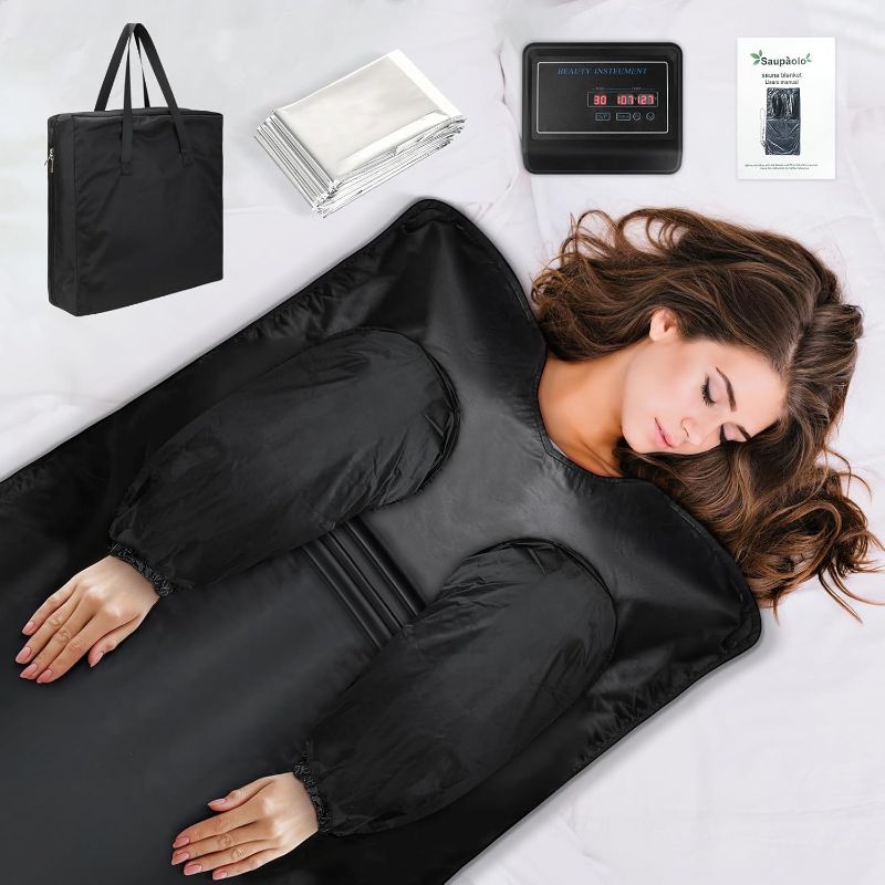 Photo 1 of Infrared Sauna Blanket, Far Infrared Blanket, Dual Temperature Control, Portable Infrared Sauna for Home, Max 176?, 30-90 Min Timer, 6 ft x 3 ft
