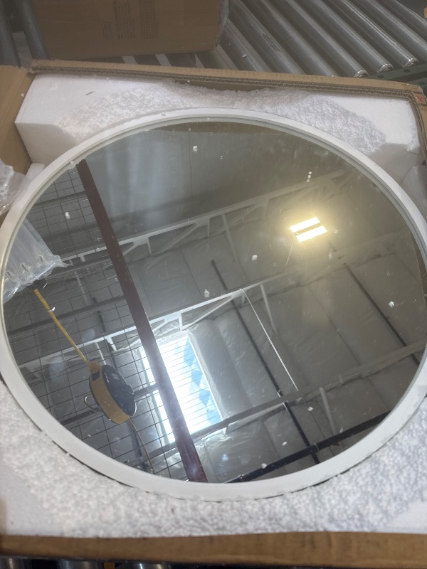 Photo 1 of Round Medicine Cabinet Mirror with Shelf, Bathroom Wall Cabinet Medicine Cabinet with Vanity Mirror, Surface Mount Above Toilet Storage Cabinet, White
