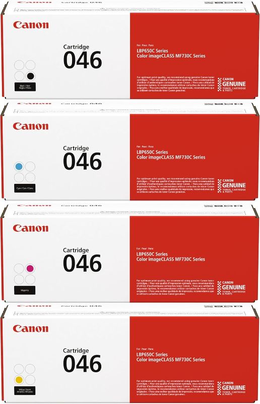 Photo 1 of Canon 046 Capacity Laser Toner Cartridge Bundle (Yellow, Magenta, Cyan, Black)