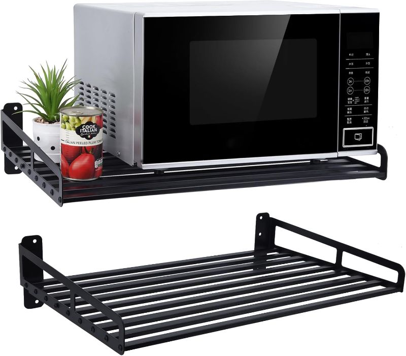 Photo 1 of Microwave Shelf Wall Mount, Microwave Wall Shelf, Microwaves Shelfs, Household Commercial Microwave Rack, Heavy Duty Wall Shelfs for Electric Oven Microwave 23.5 x 15 Inch
