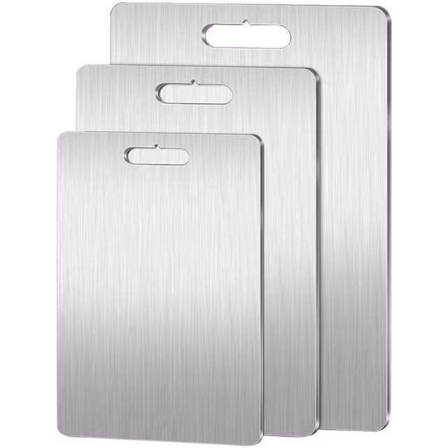 Photo 1 of Titanium Cutting Board Set of 3, Titanium Cutting Boards for Kitchen, Double-Sided Food Grade Titanium Cutting Board for Cutting Meats, Fruits and Vegetables
