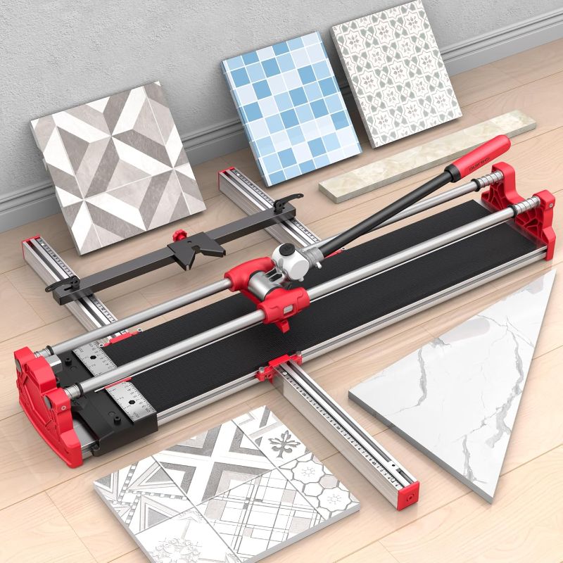 Photo 1 of 48'' Double Track Manual Tile Cutter with Laser Cutting Guide Porcelain Tile Cutter with Split Platen,Double Aluminum Base
