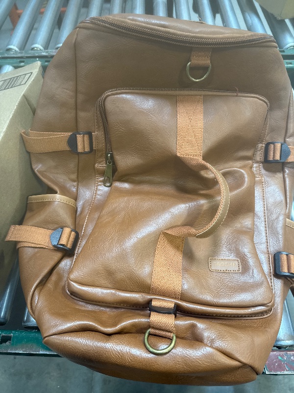 Photo 1 of Baosha Stylish Vegan Leather Men Weekender Travel Duffel Tote Bag Backpack Travel Hiking Rucksack Overnight Bag 3-Ways Convertible HB-26 (Brown)
