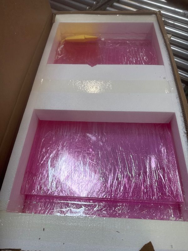 Photo 1 of Acrylic Desk Laptop Workstation Study Table Home Office Console Tables Entrance Table Decor (Pink)
