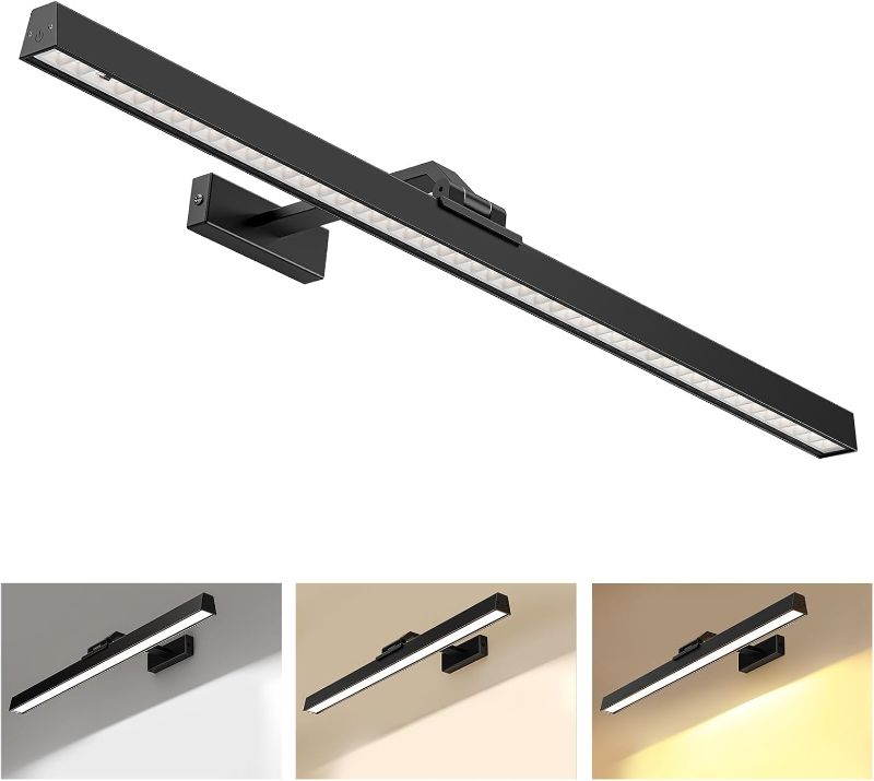 Photo 1 of Picture Lights for Wall, Battery Operated Picture Light 24in Gallery Light for Paintings CCT Dimmable Recharging Battery Wall Light with Remote Control for Living Room Gallery Dartboard
