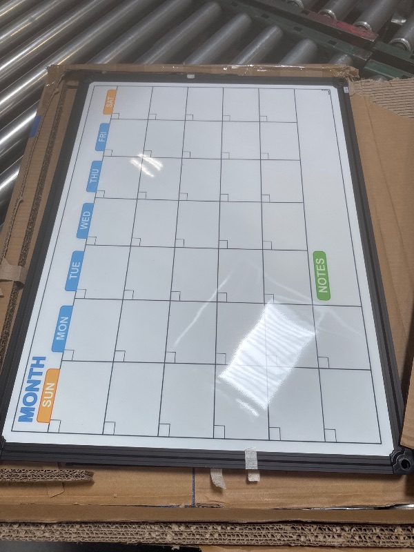 Photo 1 of JILoffice Dry Erase Calendar Whiteboard - Magnetic White Board Calendar Monthly 24 X 18 Inch, Black Aluminium Frame Wall Mounted Board for Office Home and School
