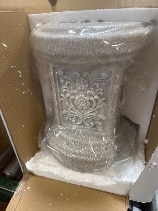Photo 1 of TB TIBAG Classic Statuary Stand Garden Pedestal Sculpture Decor Plinth Base Riser, Outdoor or Indoor Resin Statuary Pedestal, 12.6"(H) x 9.5"(L) x 9.5"(W) (Round)