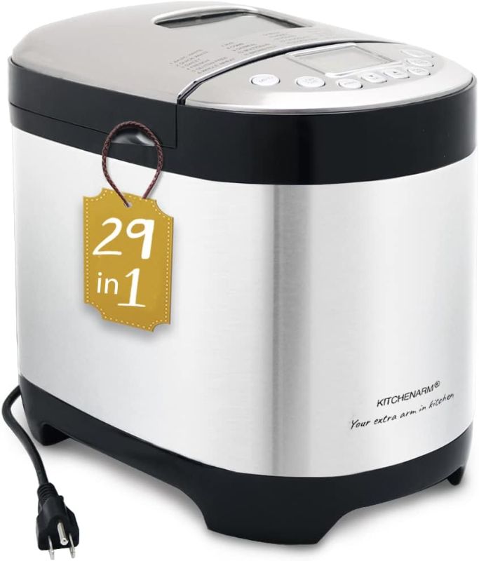 Photo 1 of KITCHENARM 29-in-1 SMART Bread Machine with Gluten Free Setting 2LB 1.5LB 1LB Bread Maker Machine with Homemade Cycle - Stainless Steel Breadmaker with Recipes Whole Wheat Bread Making Machine
