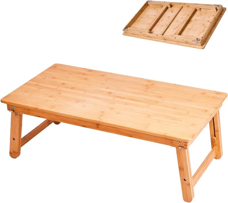 Photo 1 of Bamboo Coffee Table Foldable Japanese Coffee Table 33.5x17.7in Low Floor Desk for Adults Folding Coffee Table Floor Table for Sitting on The Floor, Natural
