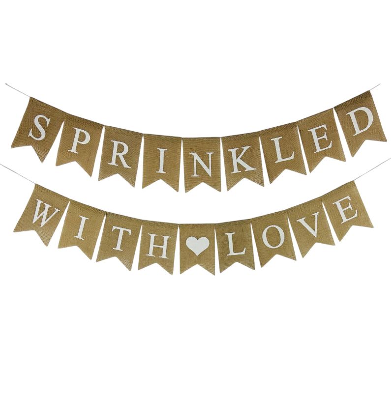 Photo 1 of Sprinkled With Love Burlap Banner for Baby Shower Decorations