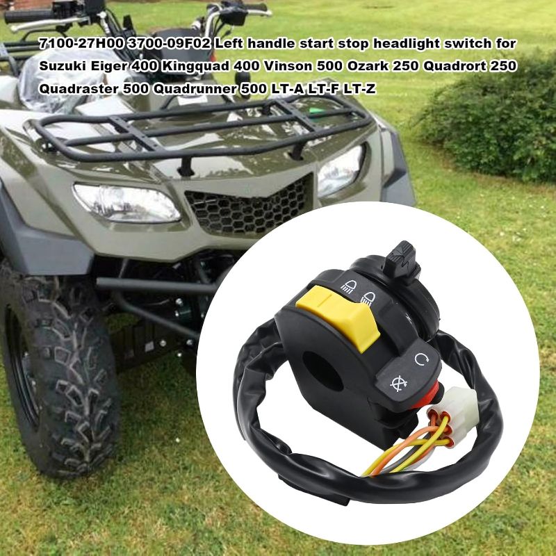 Photo 1 of Left Handlebar Start Stop Headlight Choke Lever Switch Replacement for Suzuki Eiger 400 Kingquad 400 Quadmaster 500 Quadsport 250 Ozark 250 Replace# 37400-27H00 37400-09F02