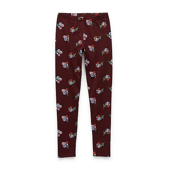 Photo 1 of There Abouts Burgundy floral print Leggings teen Girls Size xl 