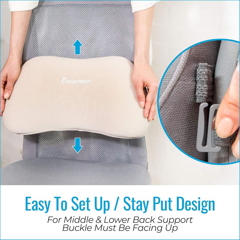 Photo 1 of RELAX SUPPORT RS1 Lumbar Support Pillow - Office Chair Back Support - Chair Cushion for Back Pain Uses ArcContour Special Patented Technology Has Unique Lateral Convex Shape for a Pain Free Back…