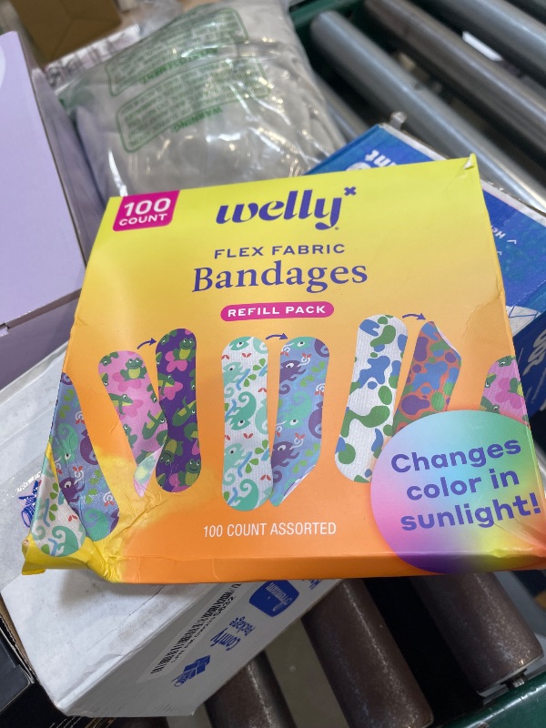 Photo 1 of Welly Bandage Color Changing Refill Pack | Adhesive Flexible Fabric Bandages | Assorted Shapes and Patterns for Minor Cuts, Scrapes, and Wounds - 100 Count