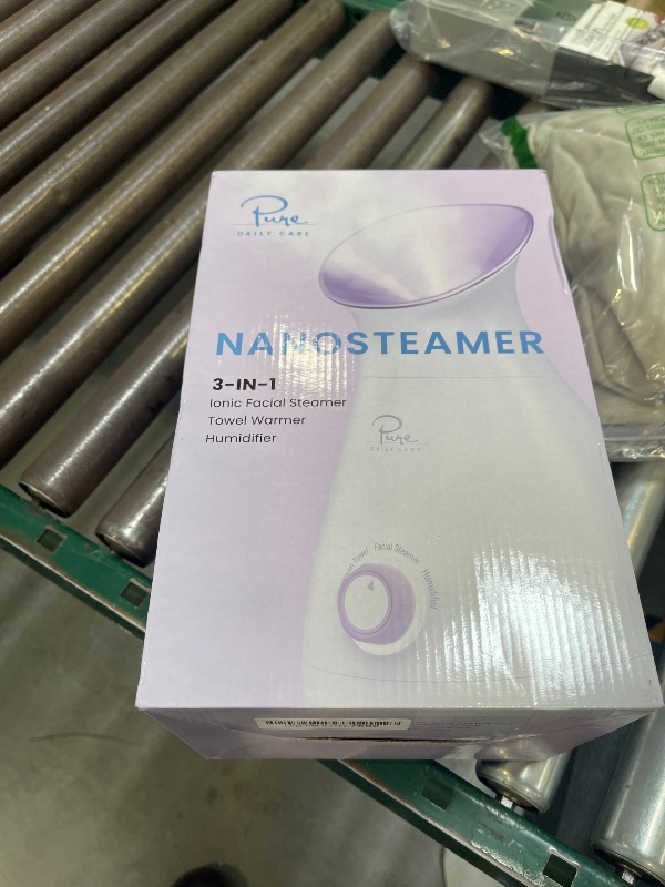 Photo 1 of NanoSteamer Large 3-in-1 Nano Ionic Facial Steamer with Precise Temp Control - Humidifier - Unclogs Pores - Blackheads - Spa Quality - Bonus 5 Piece Stainless Steel Skin Kit (Lilac)