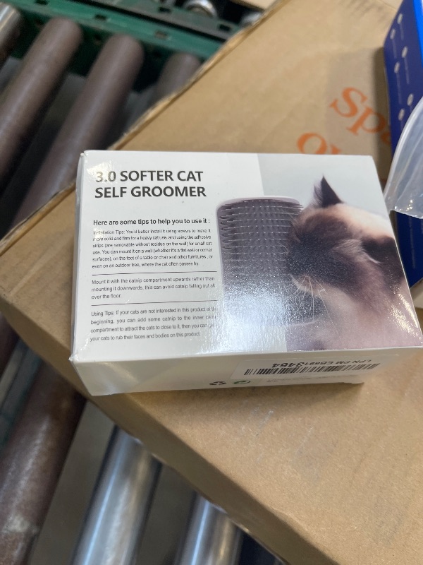 Photo 1 of WWVVPET 3.0 Softer Grey Hair Brush with Catnip, Wall Corner Scratcher Comb, Grooming Massage Brush for Long & Short Fur Cat/Kitten/Puppy