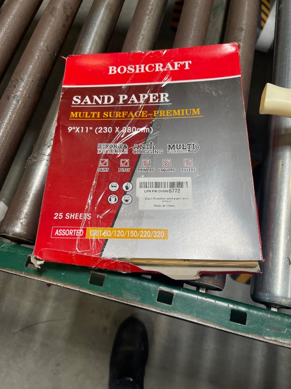 Photo 1 of Boshcraft 25 PCS Sandpaper, Sandpaper Assortment Sandpaper for Wood Metal Furniture Hand Sander Sand Paper 80/120/150/220/320 Grit Sandpaper Sheets Cut for Use 9" x 11"